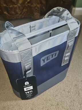New Yeti Camino 20 Duffel-Style Cooler Tote in Navy and Light Gray